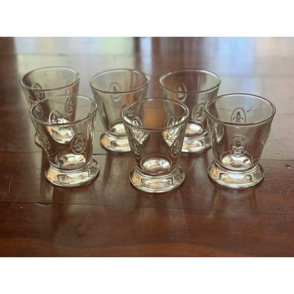 Set of 6 La Rochere France Fleur de Lys Clear Tumbler Glasses 8.5 oz